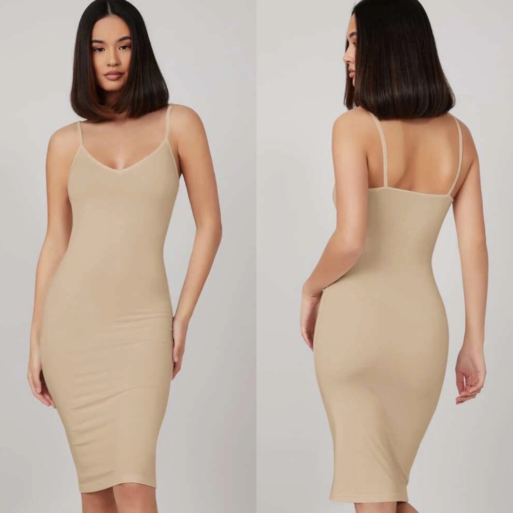 V neck cami strap midi dress heather gray - Picture 5 of 8